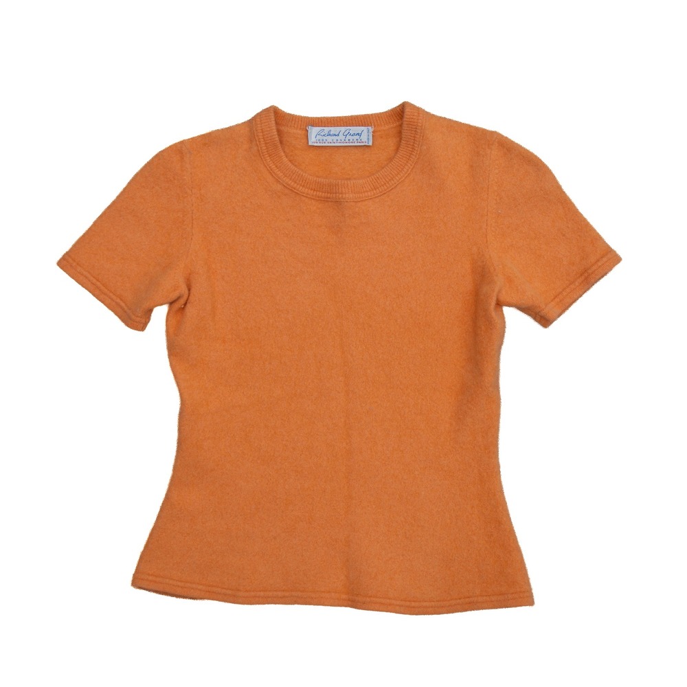 Richard Grand Paris 100% Cashmere Orange Short Sleeve Sweater Women's Size L